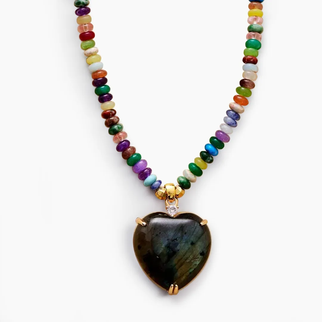 Necklace with Beaded Heartstrings