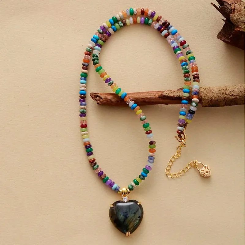 Necklace with Beaded Heartstrings