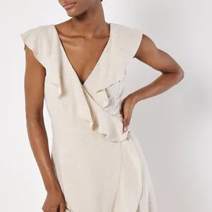 Hi-Lo Linen Wrap with Ruffle