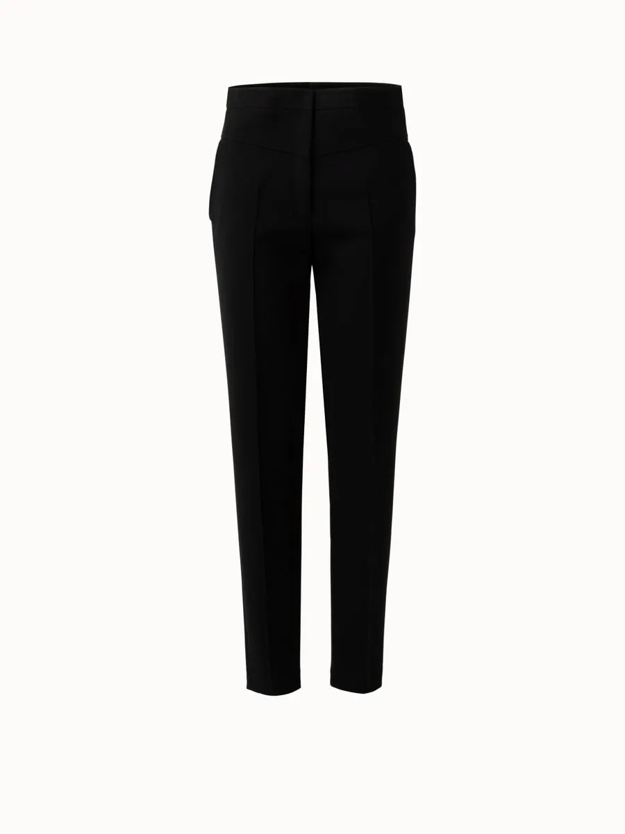 High-Waisted Slim Leg Pebble Crepe Pants