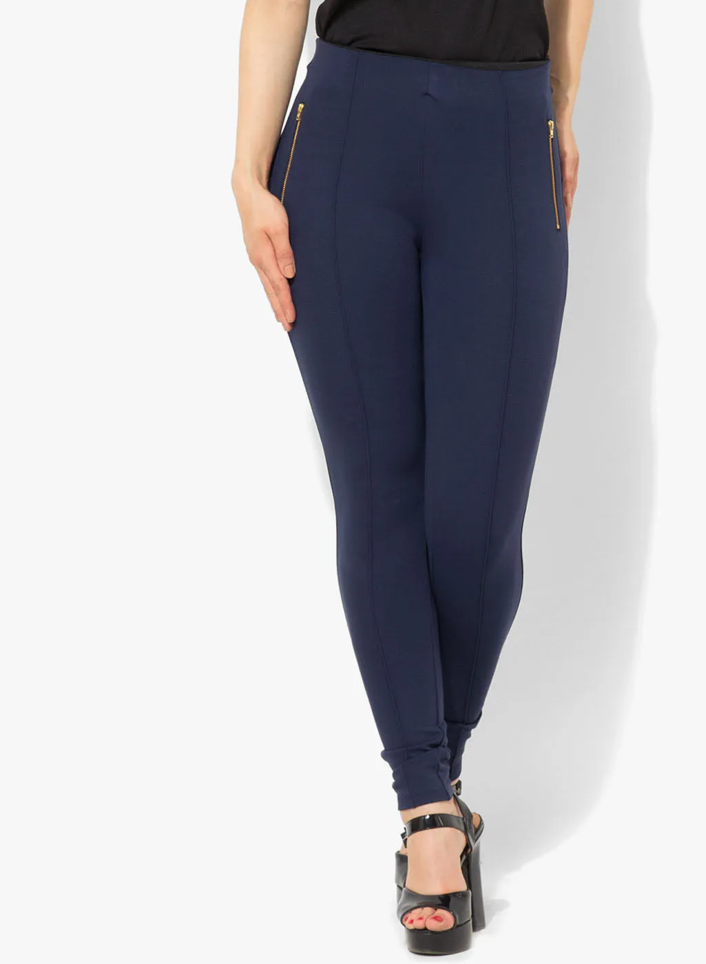 High Waisted Zipper Jeggings