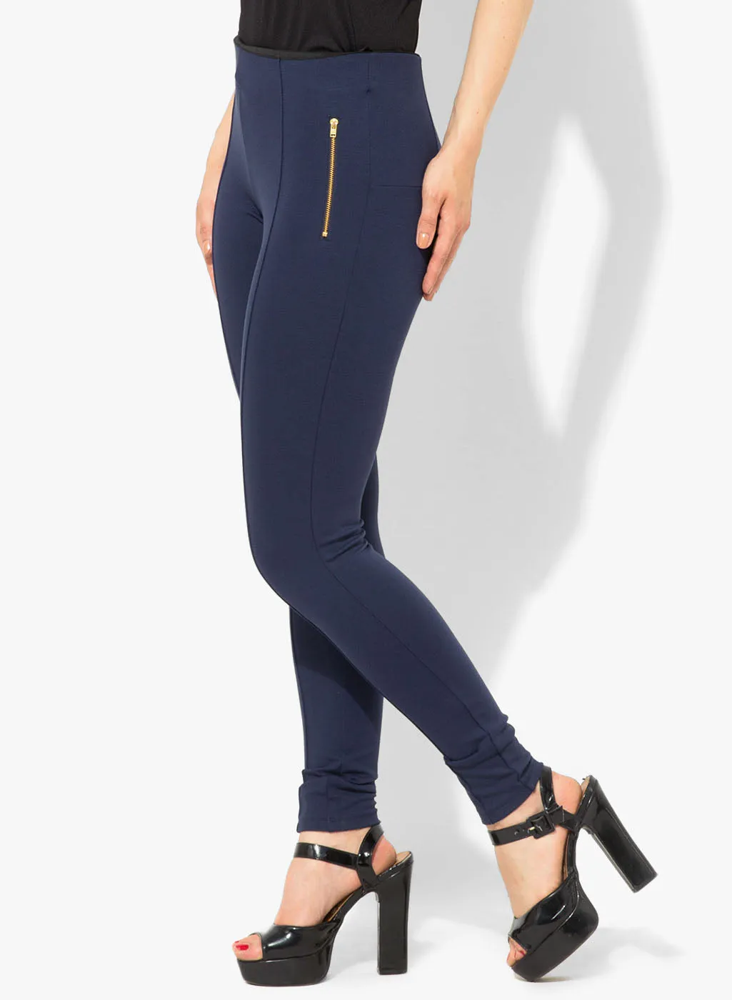 High Waisted Zipper Jeggings