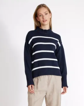 Holebrook Ester Navy and White Stripe Turtle Neck