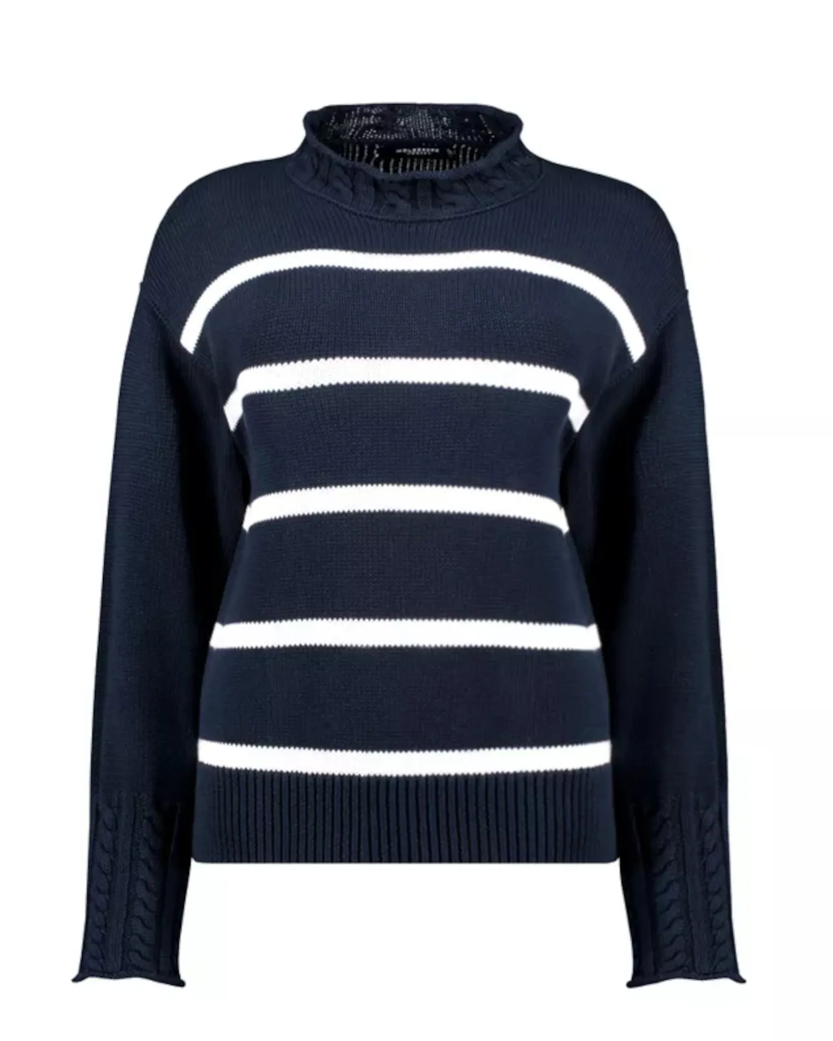 Holebrook Ester Navy and White Stripe Turtle Neck