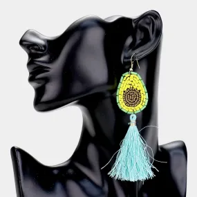 iLLASPARKZ Beaded Avocado Tassel Earrings