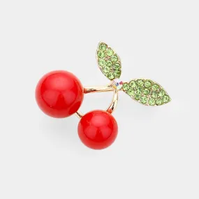 Crystal Cherry Brooch