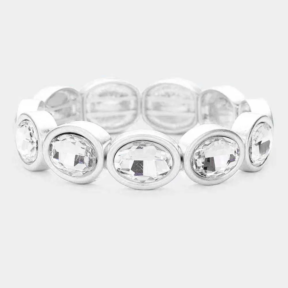 iLLASPARKZ Crystal Bezel Trimmed Oval Stretch Bracelet