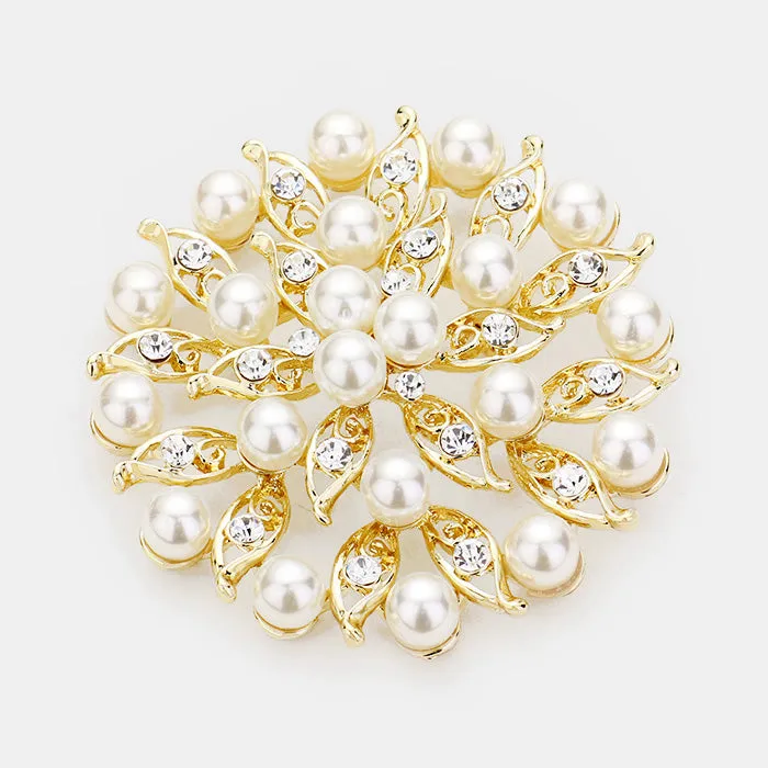 Pearl Leaf Brooch