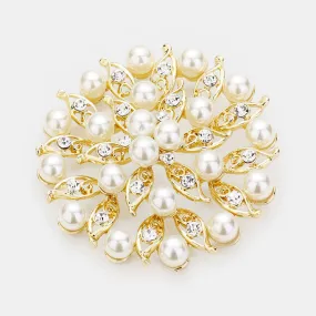 Pearl Leaf Brooch