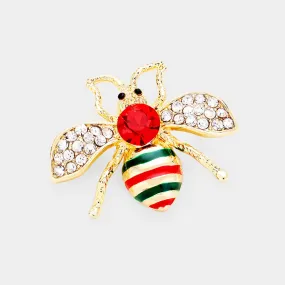 Round Crystal Bee Brooch