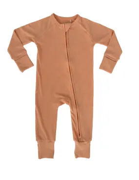 Cozy Peach Fuzz Ribbed Romper