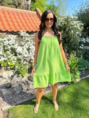 Lime Strappy Cotton Dress Isla