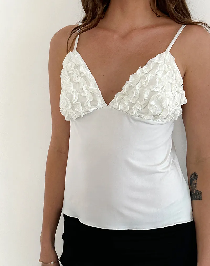 Ivory Slinky Gio Ruffle Cami Top