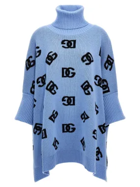 Jacquard Logo Light Blue Poncho Capes