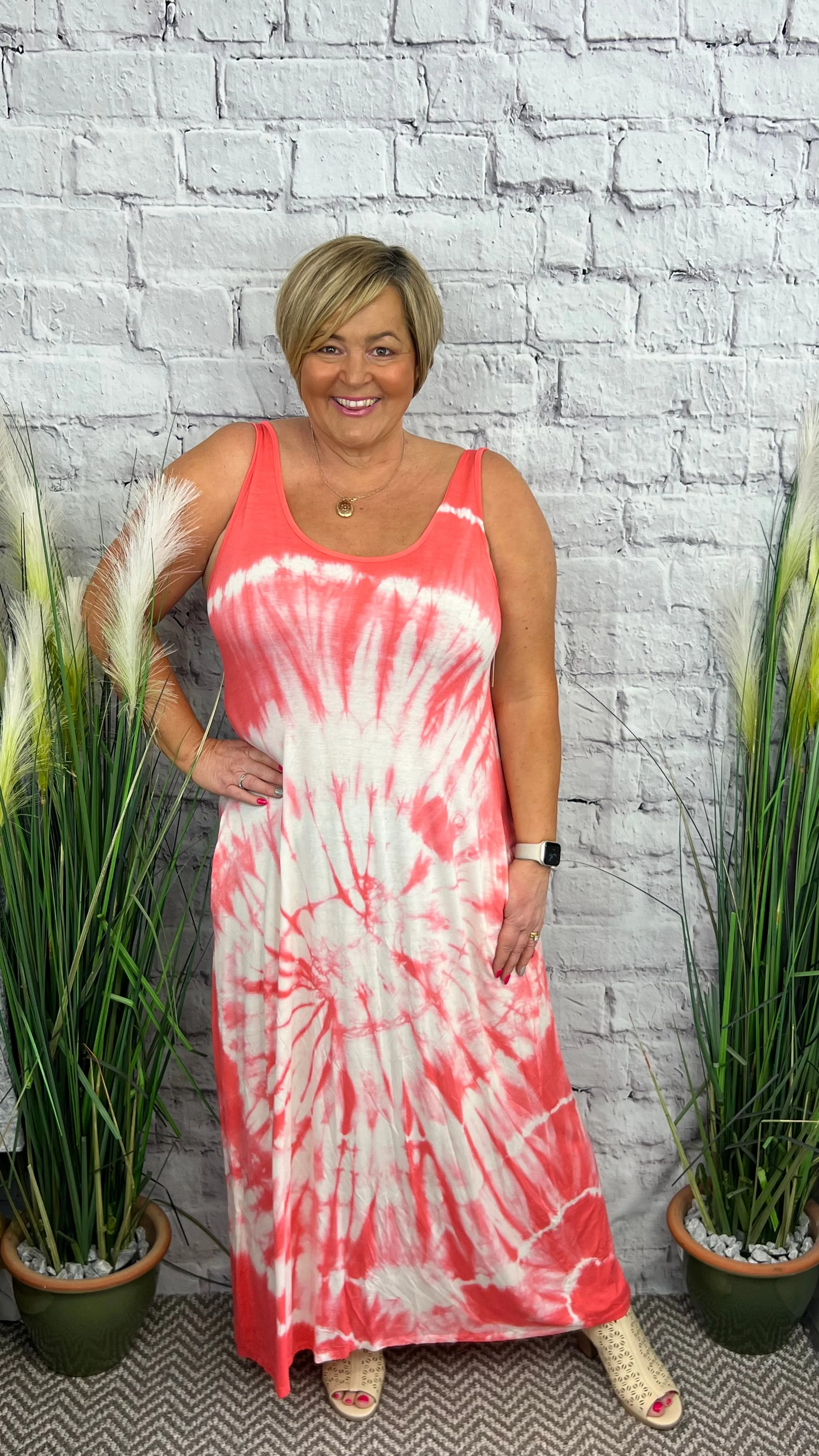 Tie Dye Jersey Style Maxi Dress