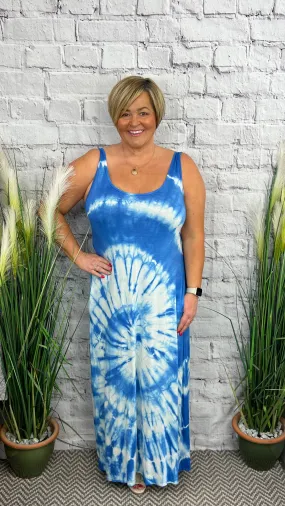 Tie Dye Jersey Style Maxi Dress