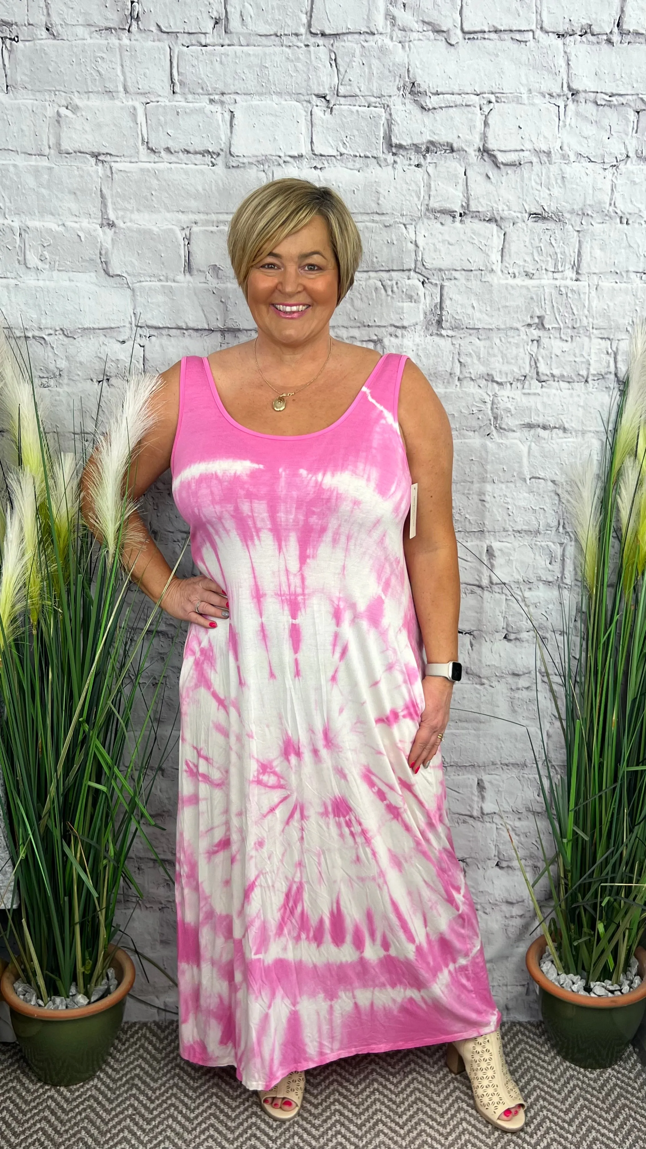 Tie Dye Jersey Style Maxi Dress