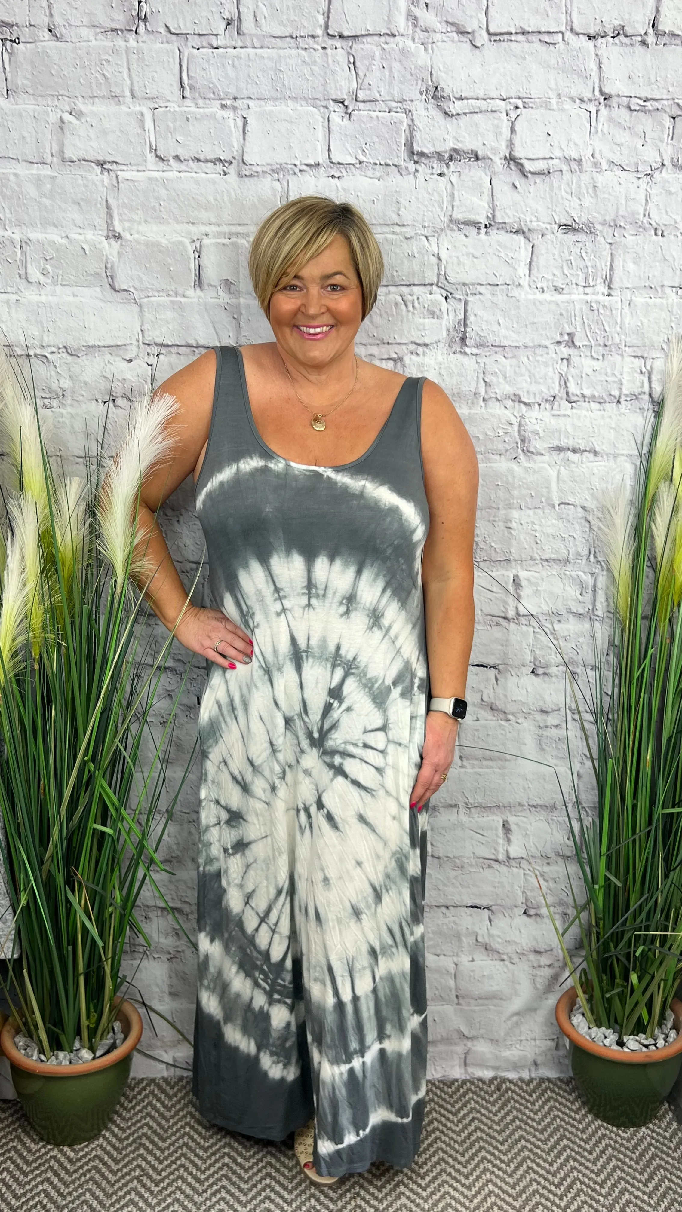 Tie Dye Jersey Style Maxi Dress