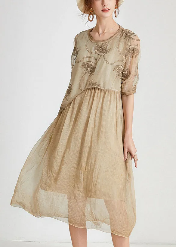 Khaki Patchwork Long Dress