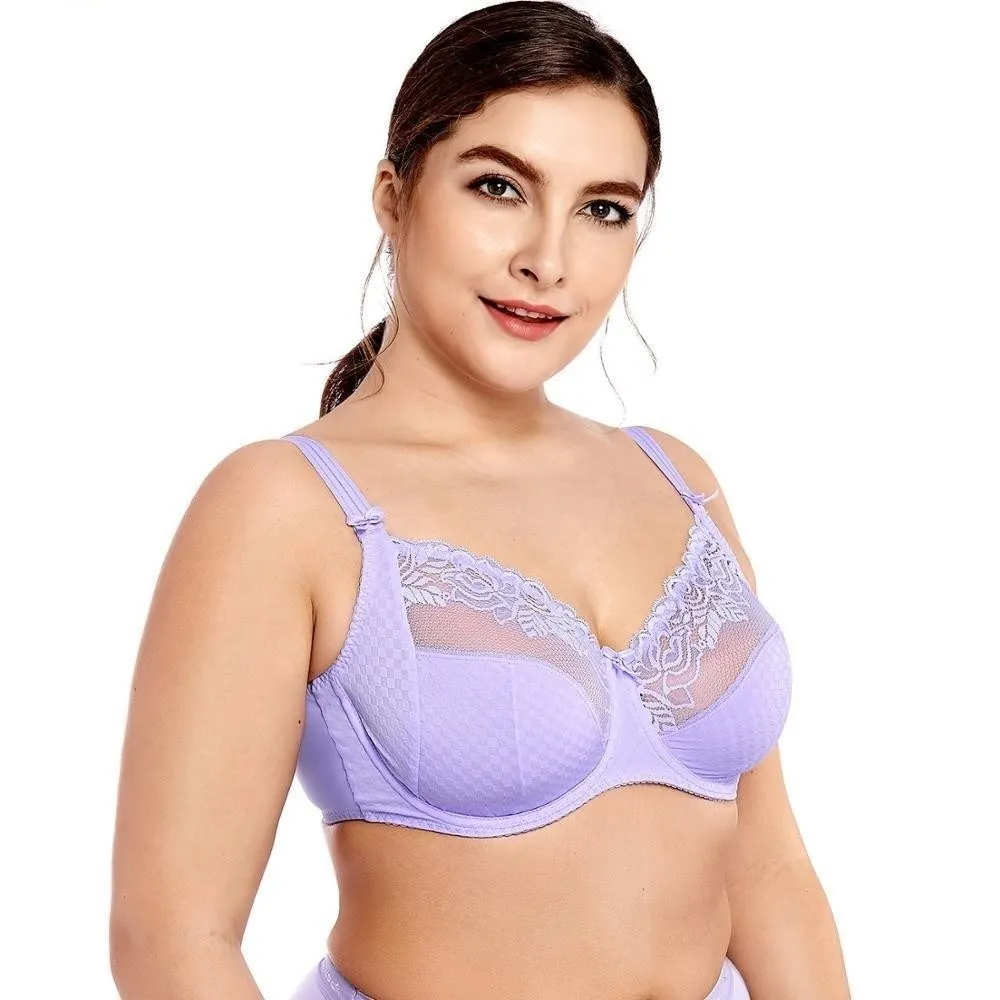 Ladies Lavender Full Cup Lace Bra with Non-Padded Support