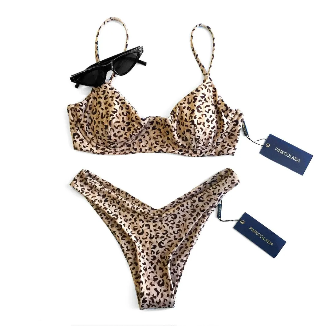 Leopard Mocha Tropez Bikini Top