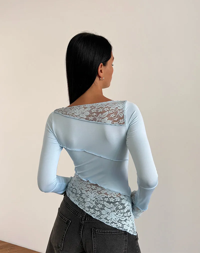 Light Blue Lace Lucca Long Sleeve Top