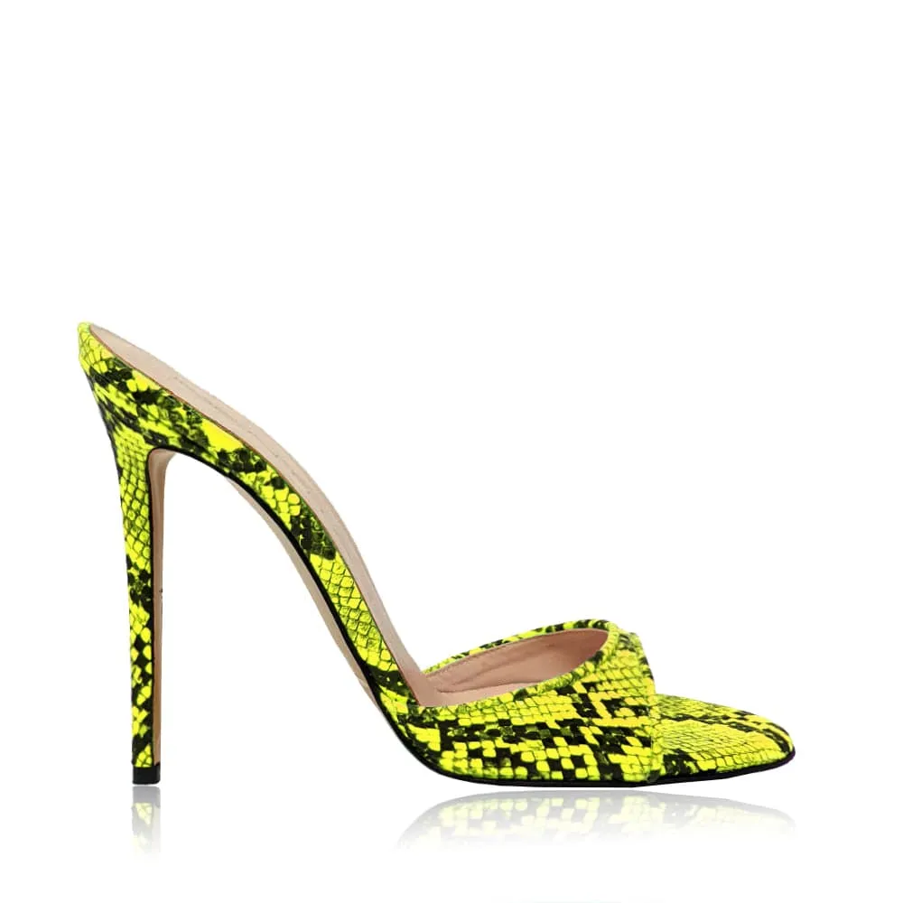 ELEGANT LIME REPTILE PATTERN HEELS