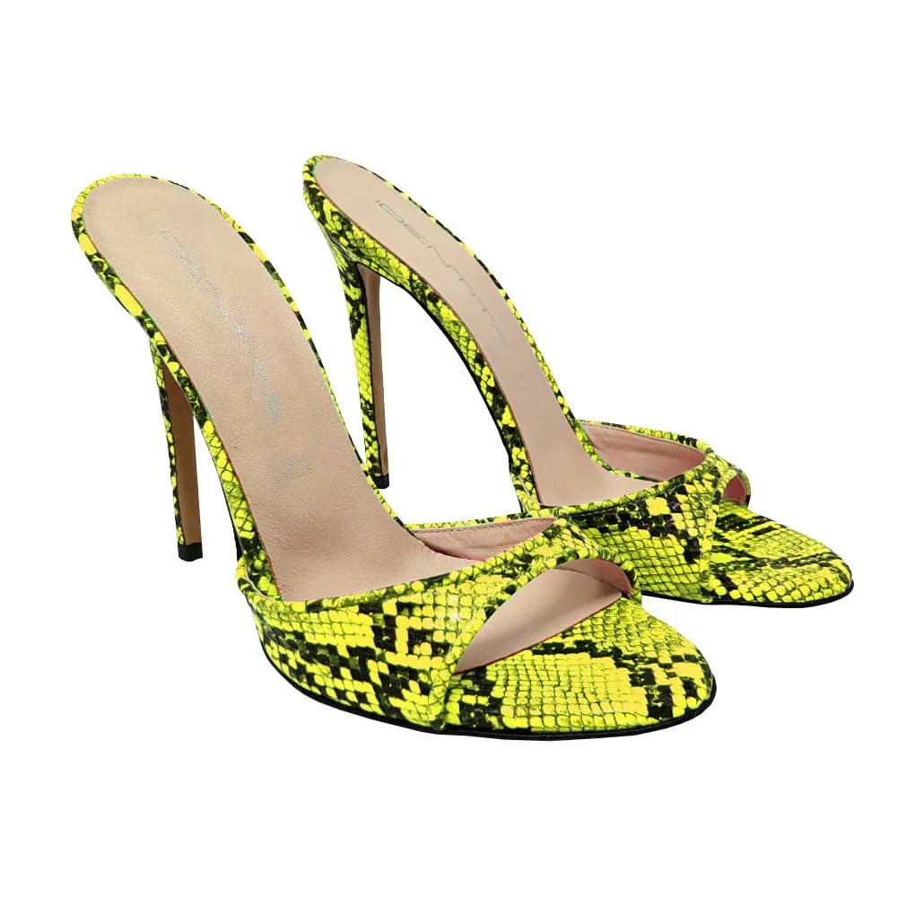 ELEGANT LIME REPTILE PATTERN HEELS