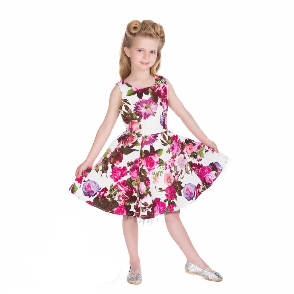 Girls' Cream Floral Party Dress