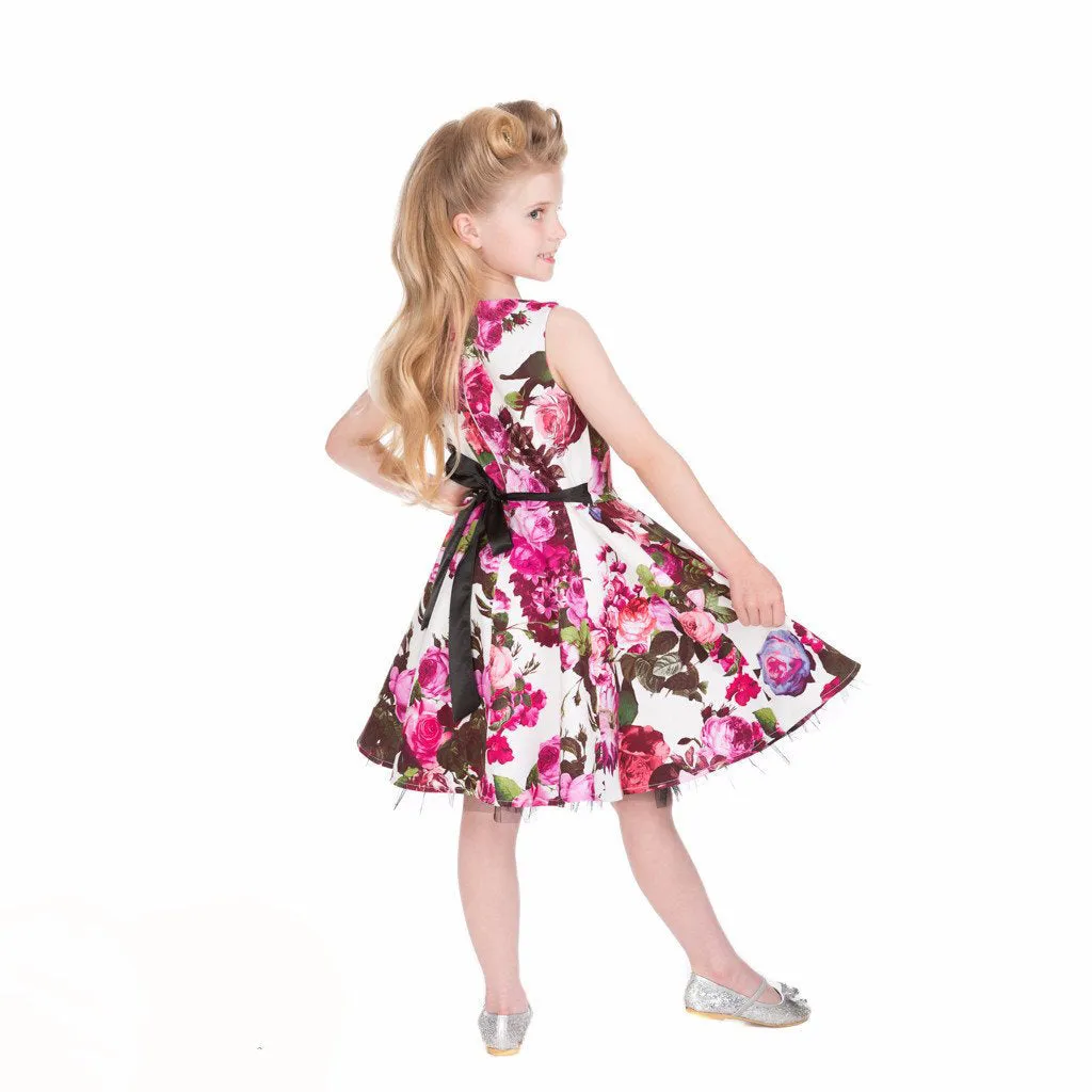 Girls' Cream Floral Party Dress