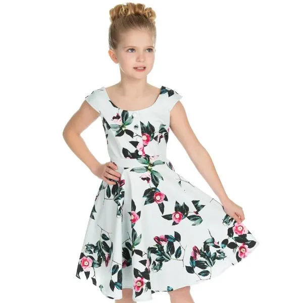 Girls' Blue Floral Party Dress