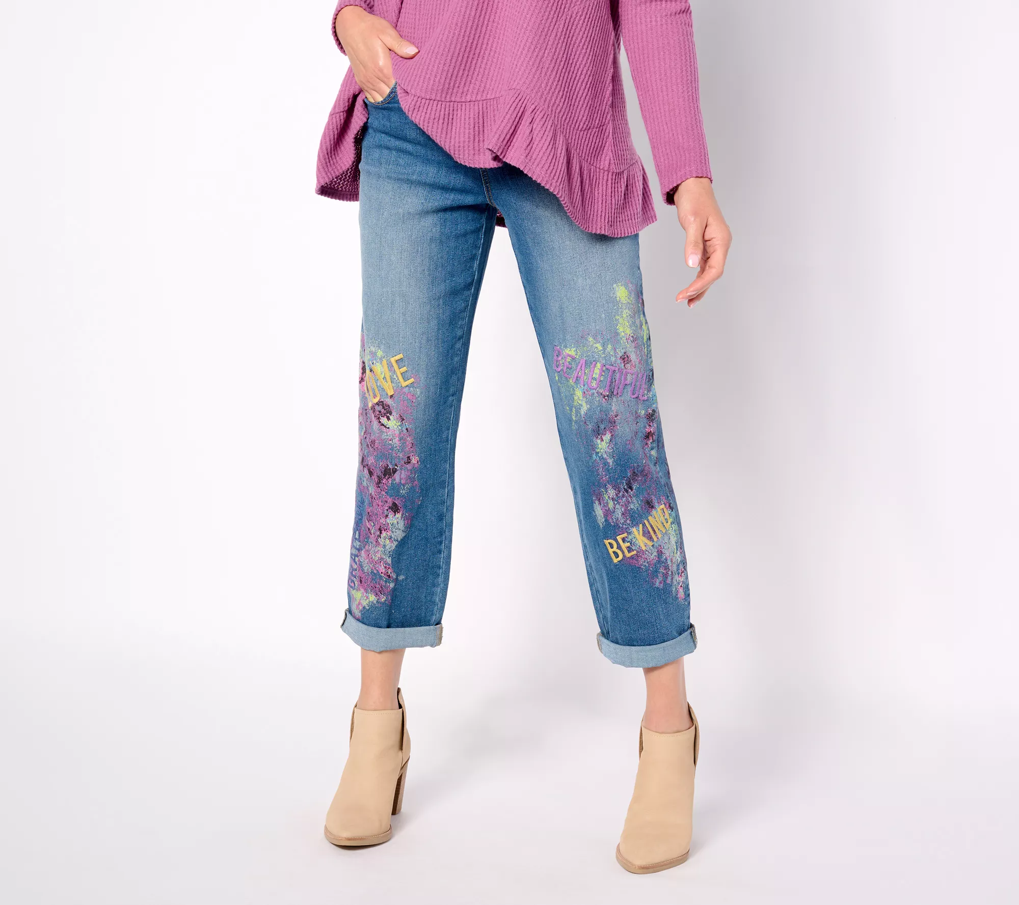 LOGO by Lori Goldstein Special Edition Regular Printed Boyfriend Jeans