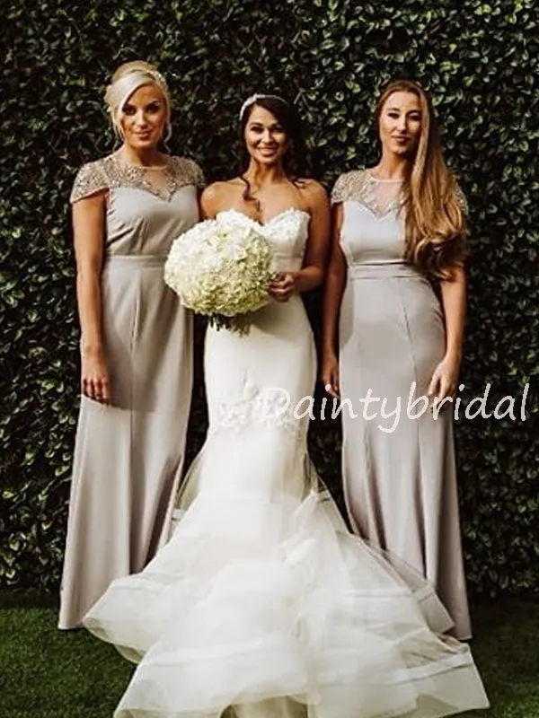 Scoop Neck Long Bridesmaid Dresses