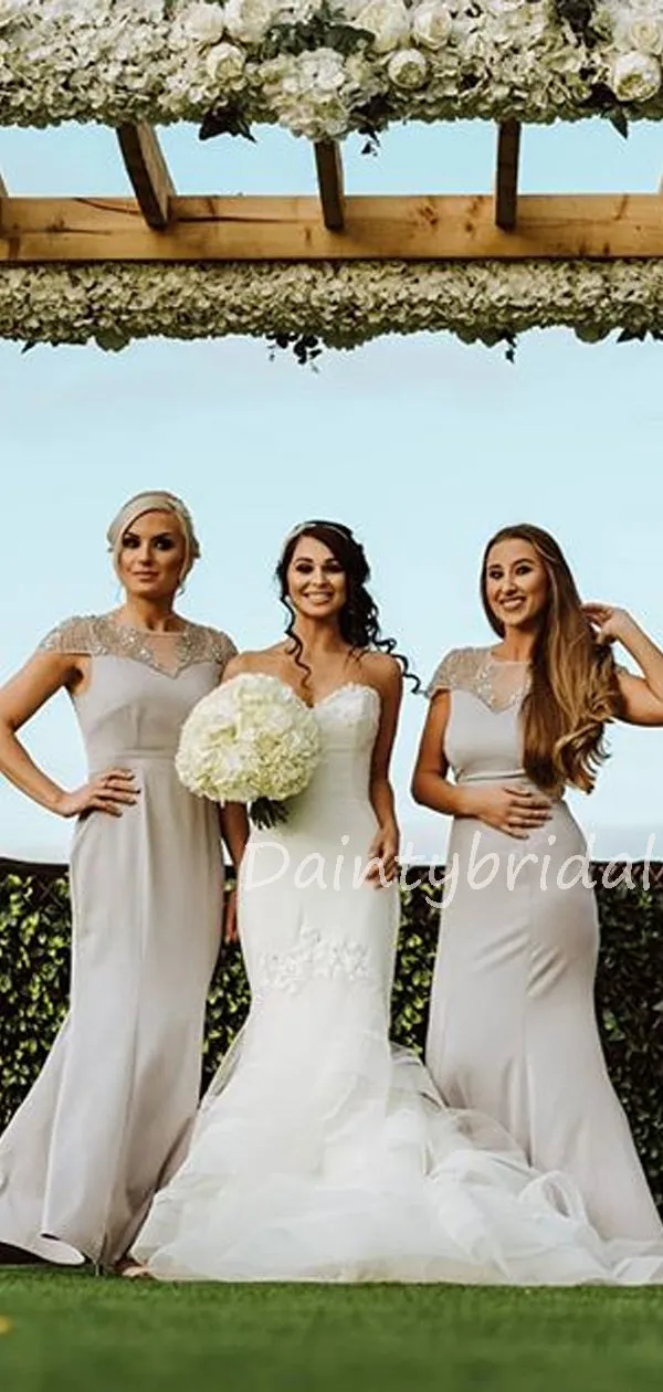 Scoop Neck Long Bridesmaid Dresses