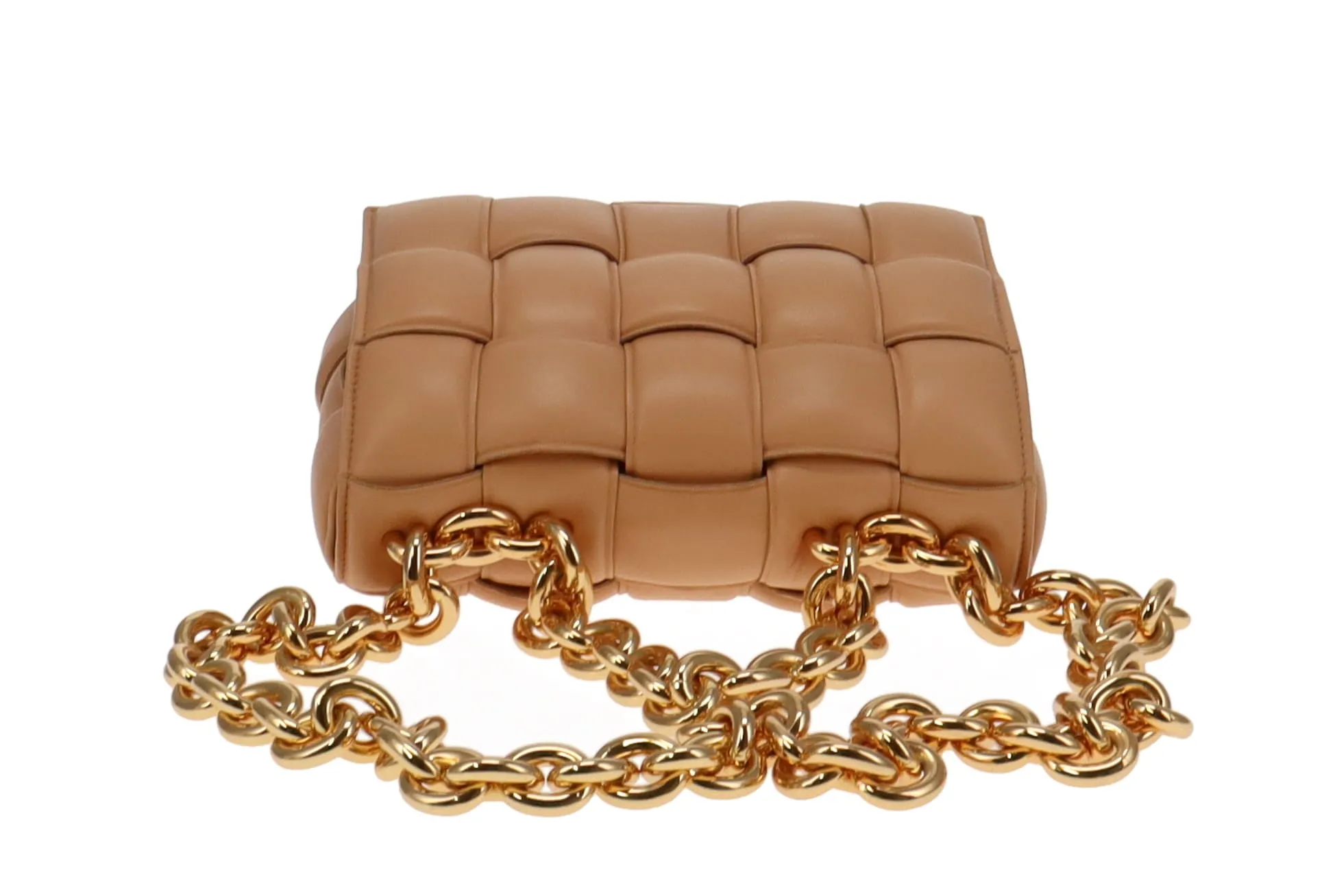 Almond Leather Padded Chain Cassette by Bottega Veneta