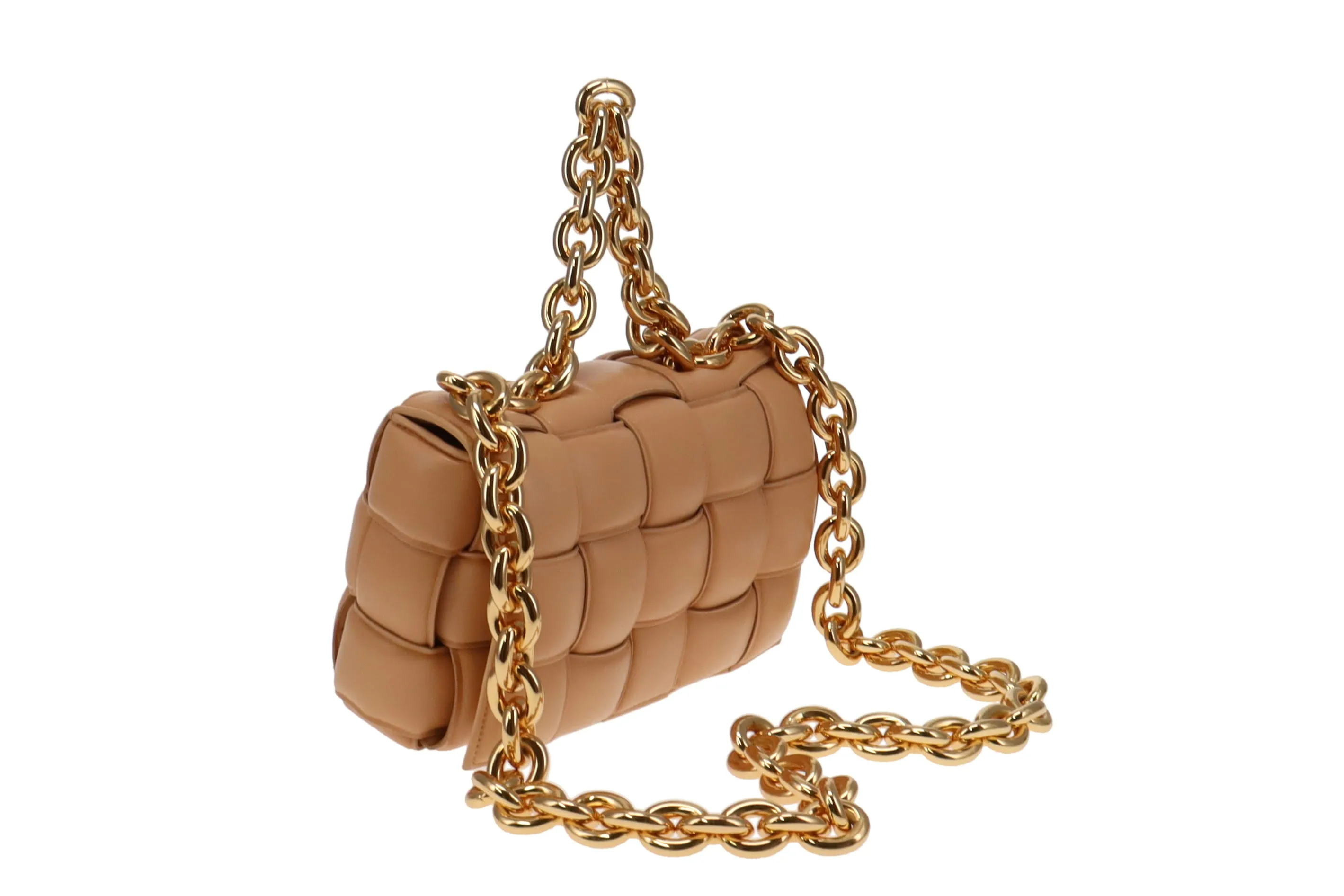 Almond Leather Padded Chain Cassette by Bottega Veneta