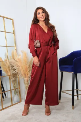 Luxury Satin Jumpsuit with Double Wrap