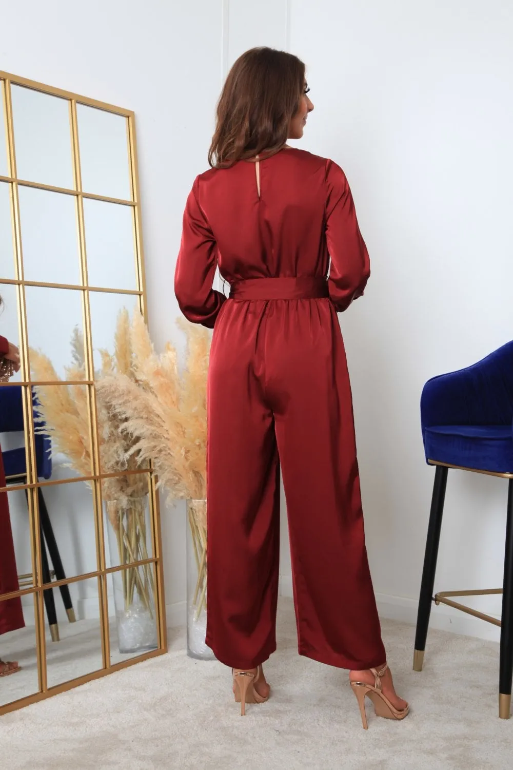 Luxury Satin Jumpsuit with Double Wrap