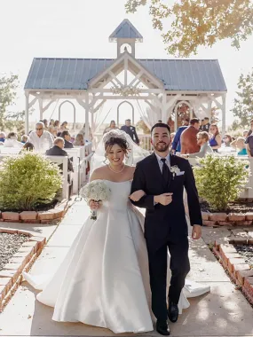 Breathtaking Off Shoulder Satin Wedding Gown