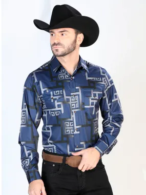 Men's 'The Lord of the Skies' Denim Shirt with Black Brooches - ID: 44065