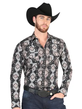 Men's 'The Lord of the Skies' Denim Shirt with Black Print - ID: 44402