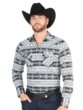 Men's 'The Lord of the Skies' Denim Shirt with White/Black Print - ID: 44393