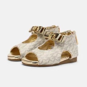 Tilly Dahnia 3 Sandal - Ivory & Gold Monogram (Toddler)