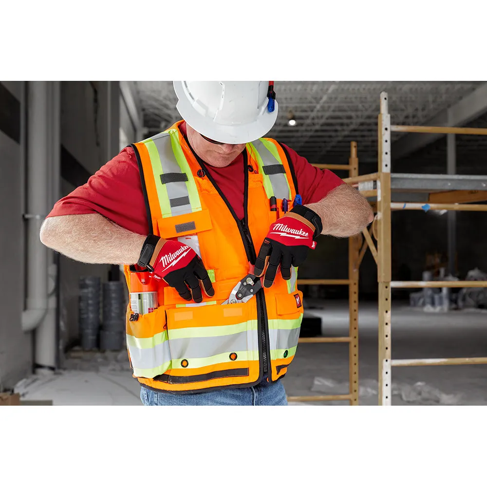 Milwaukee 48-73-5166 Class 2 Surveyor's High Visibility Orange Safety Vest - L/XL
