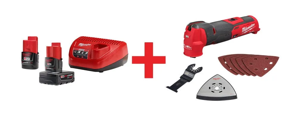 Milwaukee M12 FUEL Brushless Oscillating Multi-Tool with CP2.0/XC4.0 Starter Pack