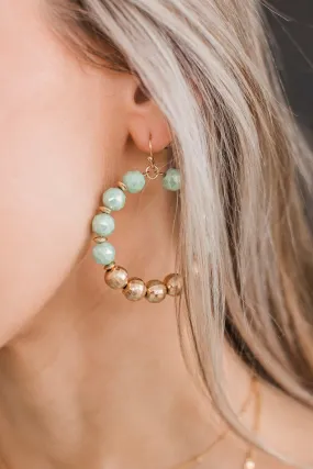 Mint Beaded Hoop Earrings