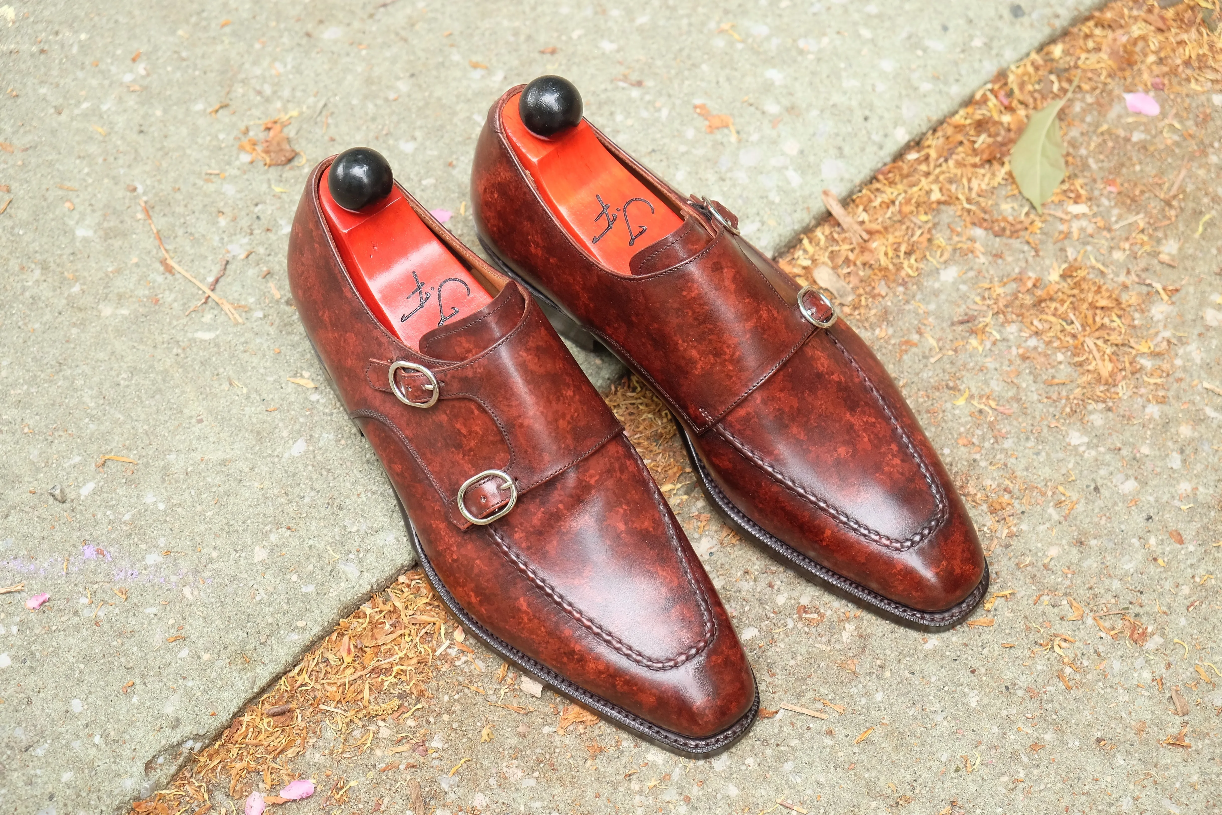 Handcrafted Leather Shoes with Walnut Marble Patina