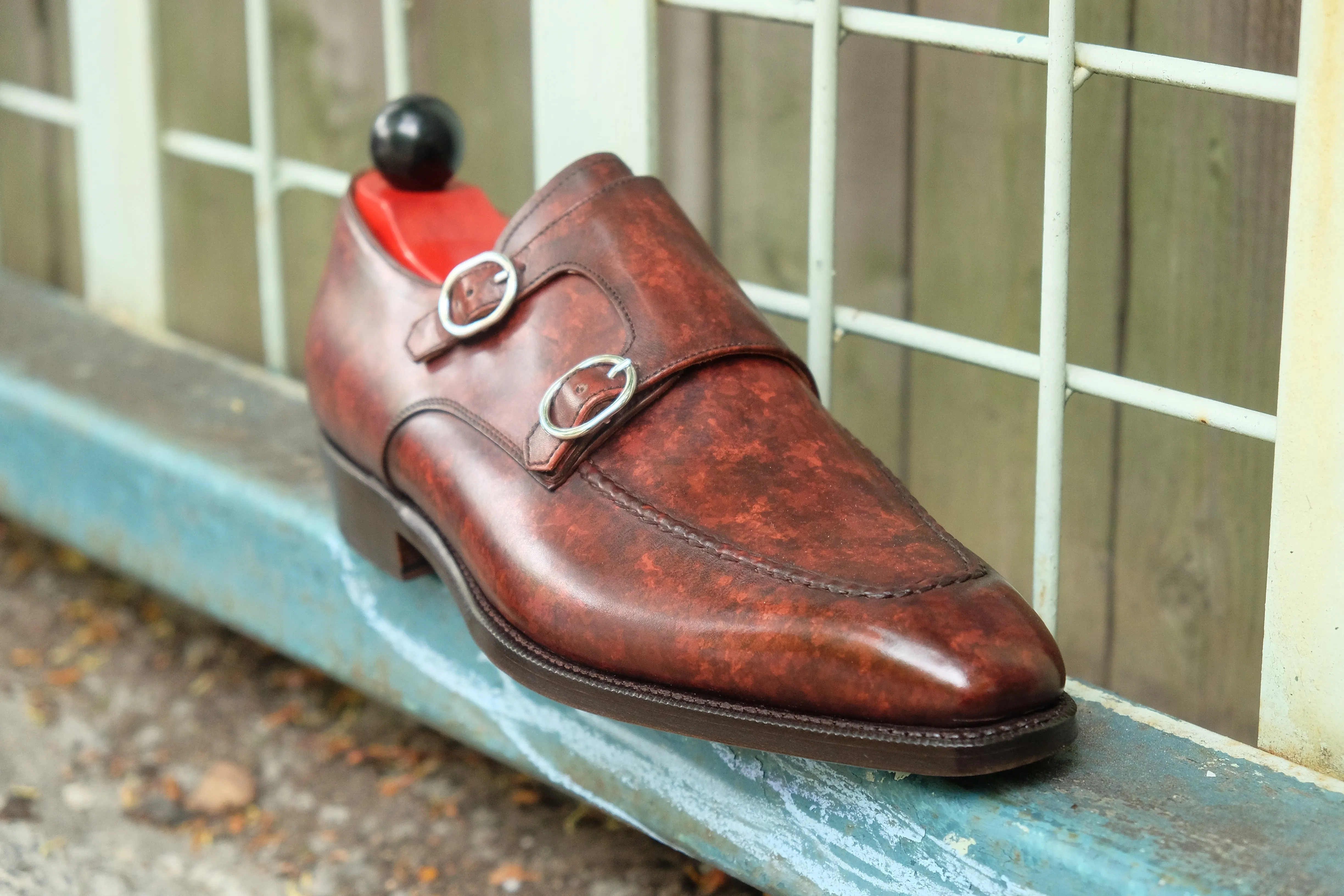 Handcrafted Leather Shoes with Walnut Marble Patina