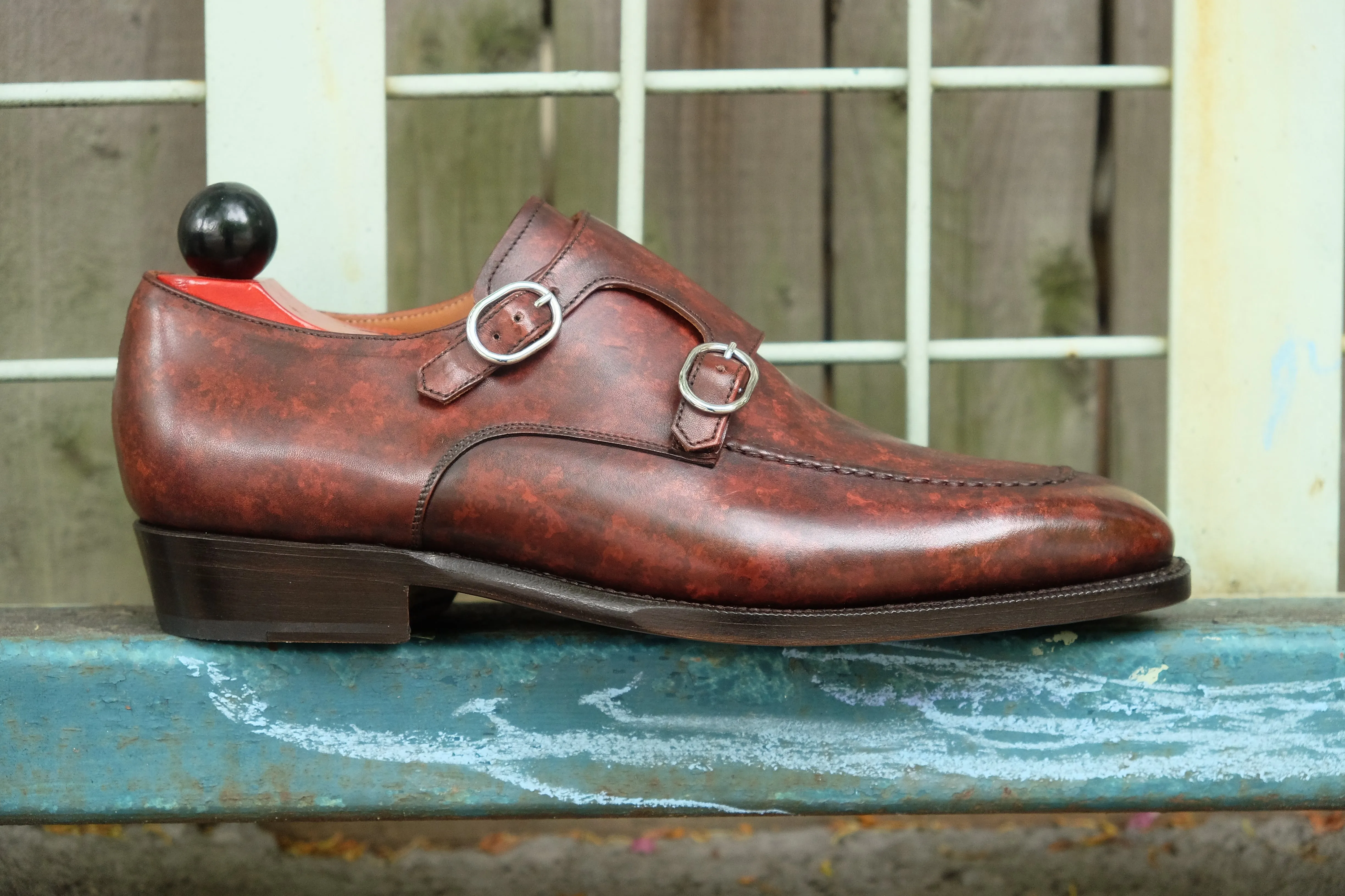 Handcrafted Leather Shoes with Walnut Marble Patina