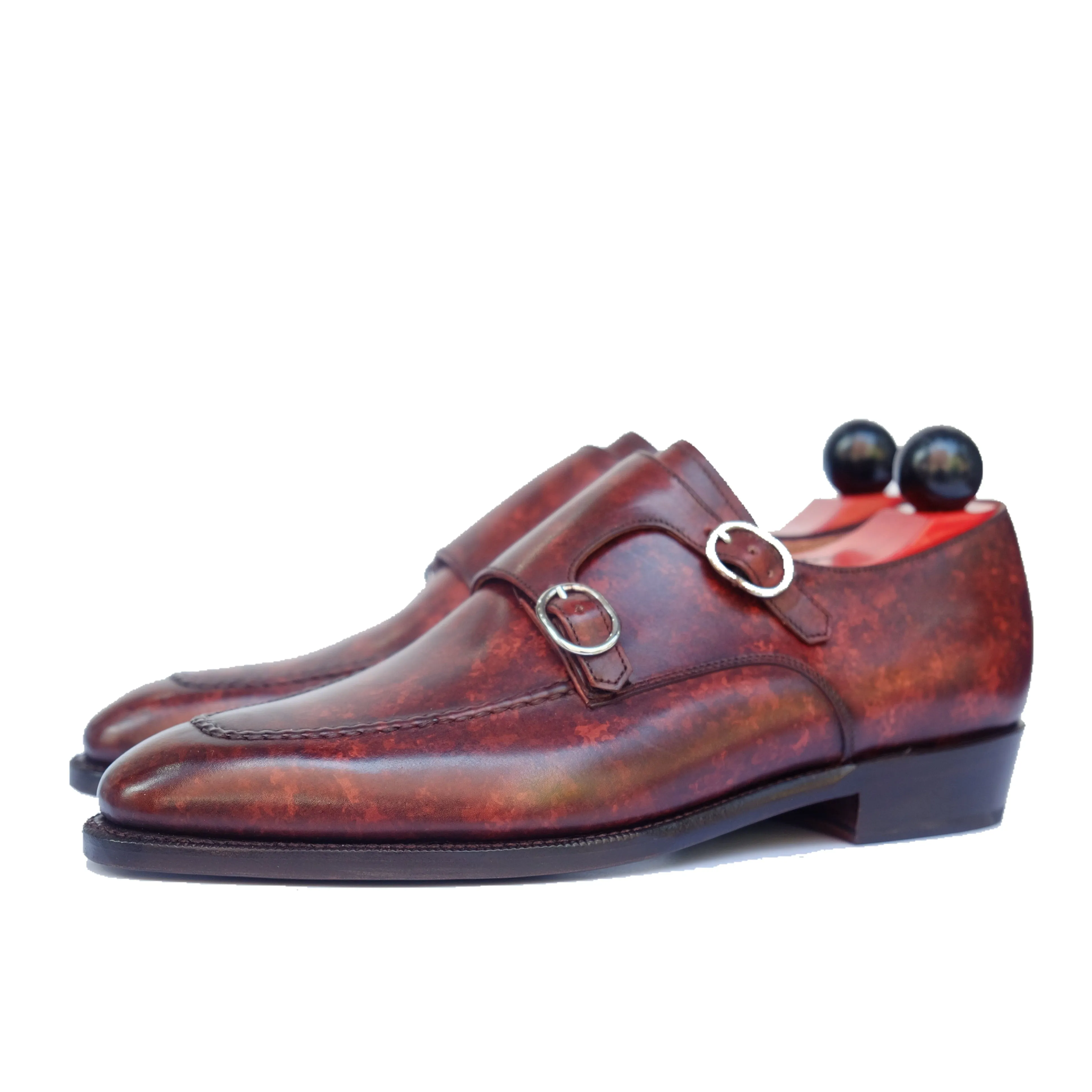 Handcrafted Leather Shoes with Walnut Marble Patina